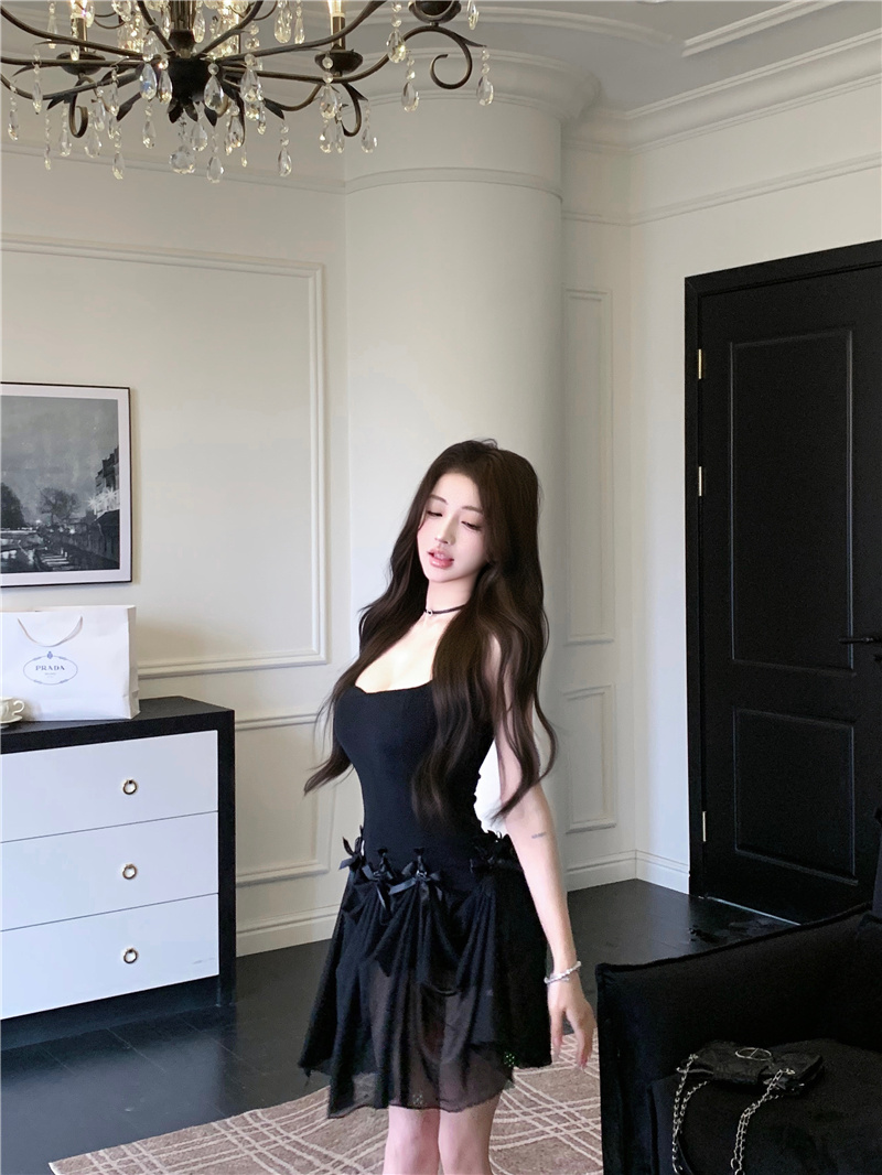 Sweet A-Line High Waist Cami Mini Dress with Bow Detail - Image 2