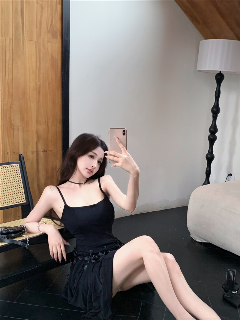 Sweet A-Line High Waist Cami Mini Dress with Bow Detail - Image 3