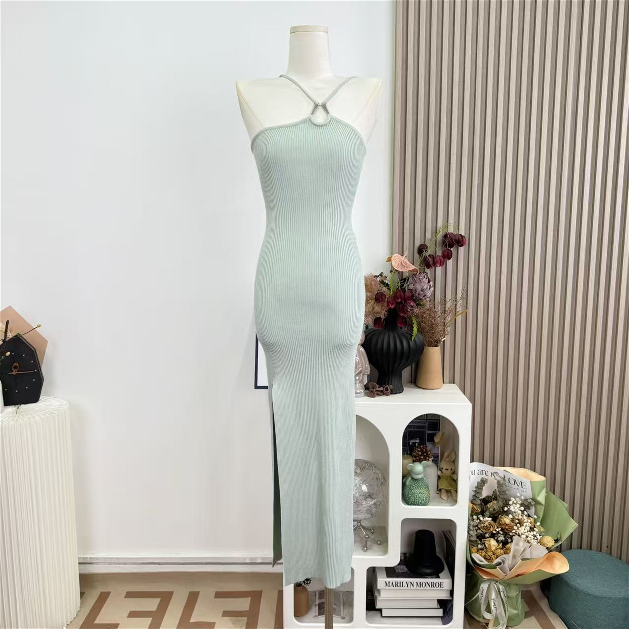 Fay Halter Neck Knit Bodycon Dress for Women - Image 2