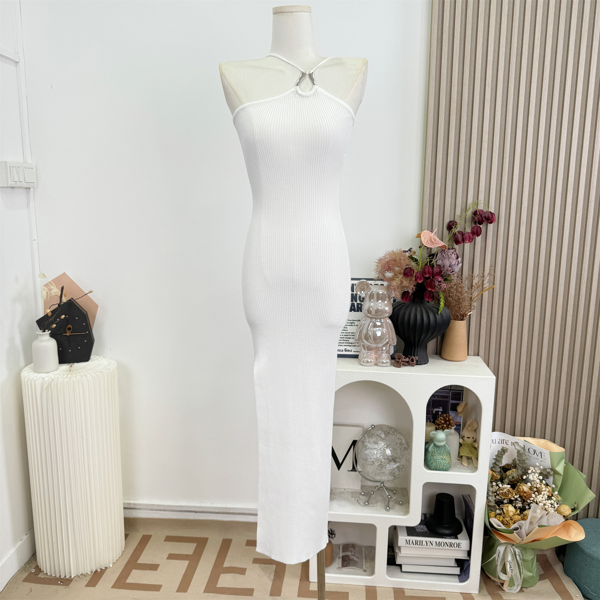Fay Halter Neck Knit Bodycon Dress for Women - Image 4