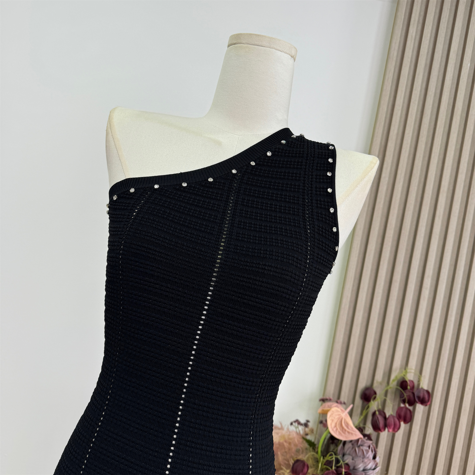 M900 One-Shoulder Beaded Dress Women Summer Slim Fit Bodycon Mini - Image 2
