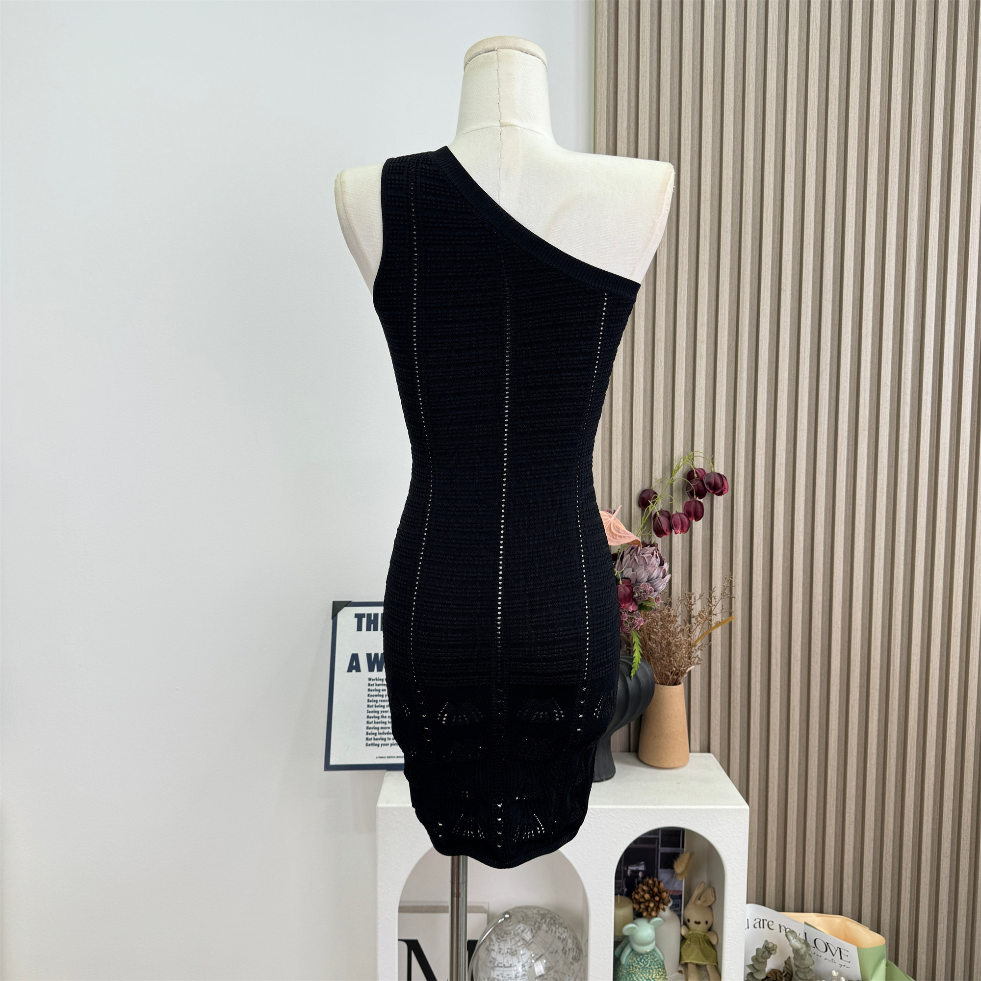 M900 One-Shoulder Beaded Dress Women Summer Slim Fit Bodycon Mini - Image 4