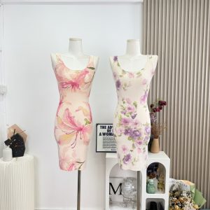 Women's Floral Halter Neck Bodycon Dress Summer Print Casual Vacation Short Dress