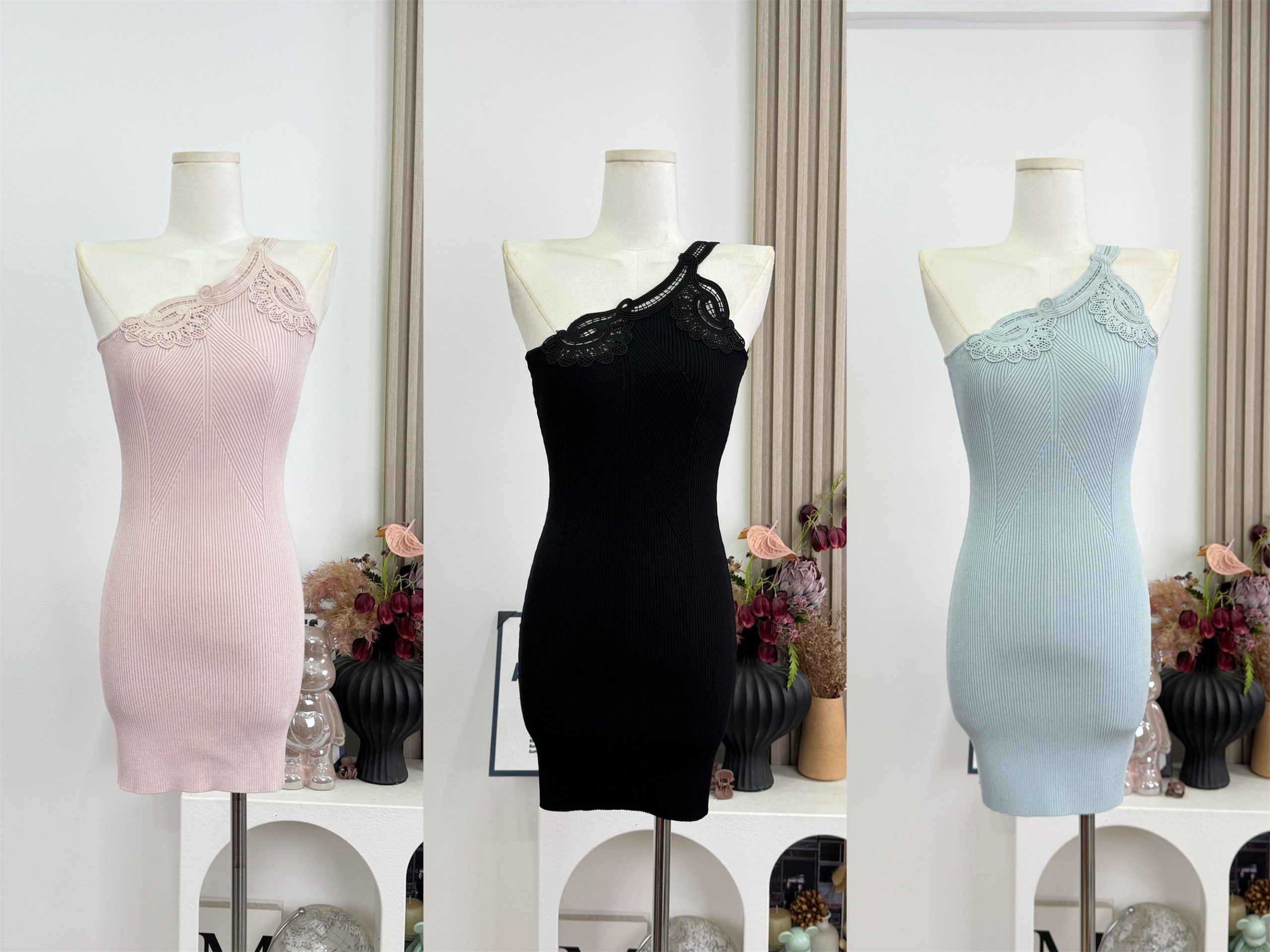 Hotdog Unique One-Shoulder Knitted Bodycon Dress for Women