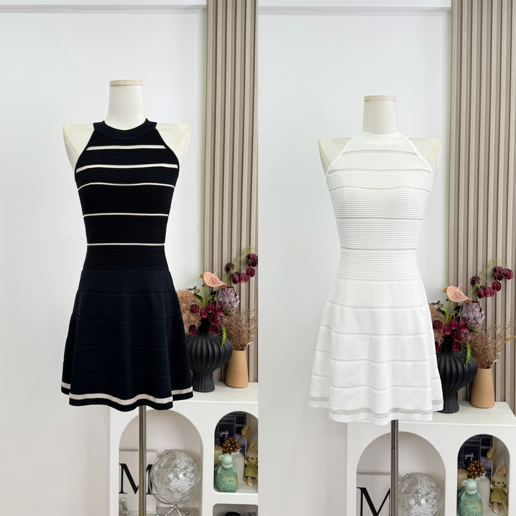 Sleeveless Knit Dress for Women Summer Hollow Waist