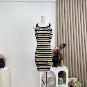 Striped Slim Fit Sleeveless Cami Knitted Dress for Women