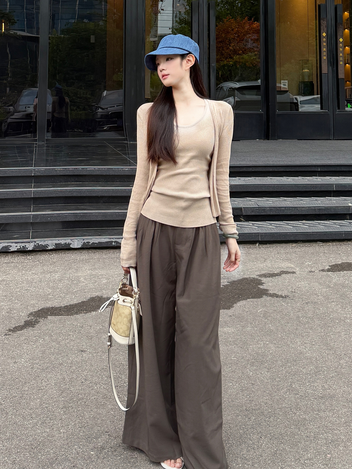 Women's Knit Cardigan and Vest Two-Piece Set Lazy Layered Fall Outfit - Style 5bc0c2 - Image 4