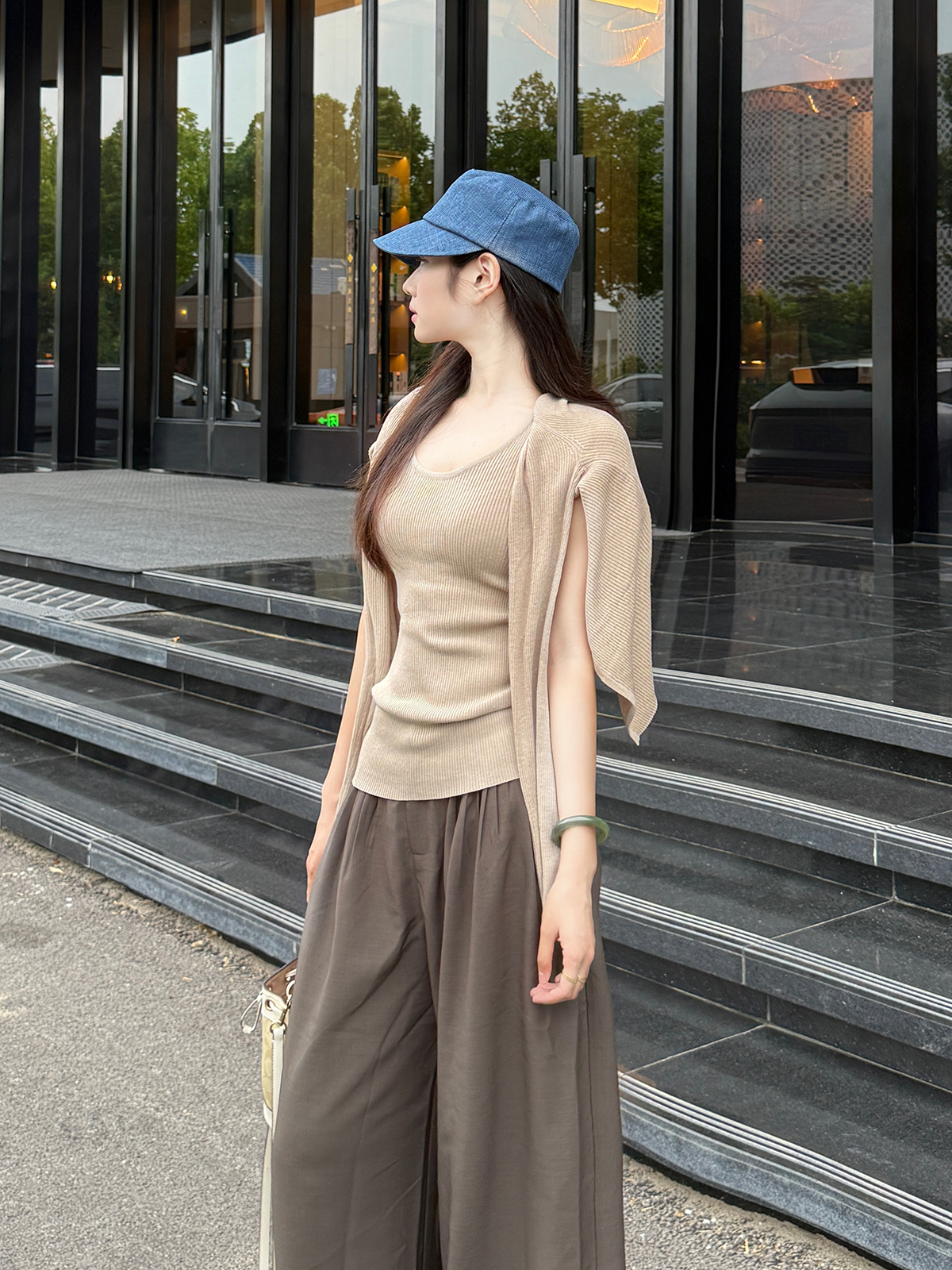 Women's Knit Cardigan and Vest Two-Piece Set Lazy Layered Fall Outfit - Style 5bc0c2 - Image 3