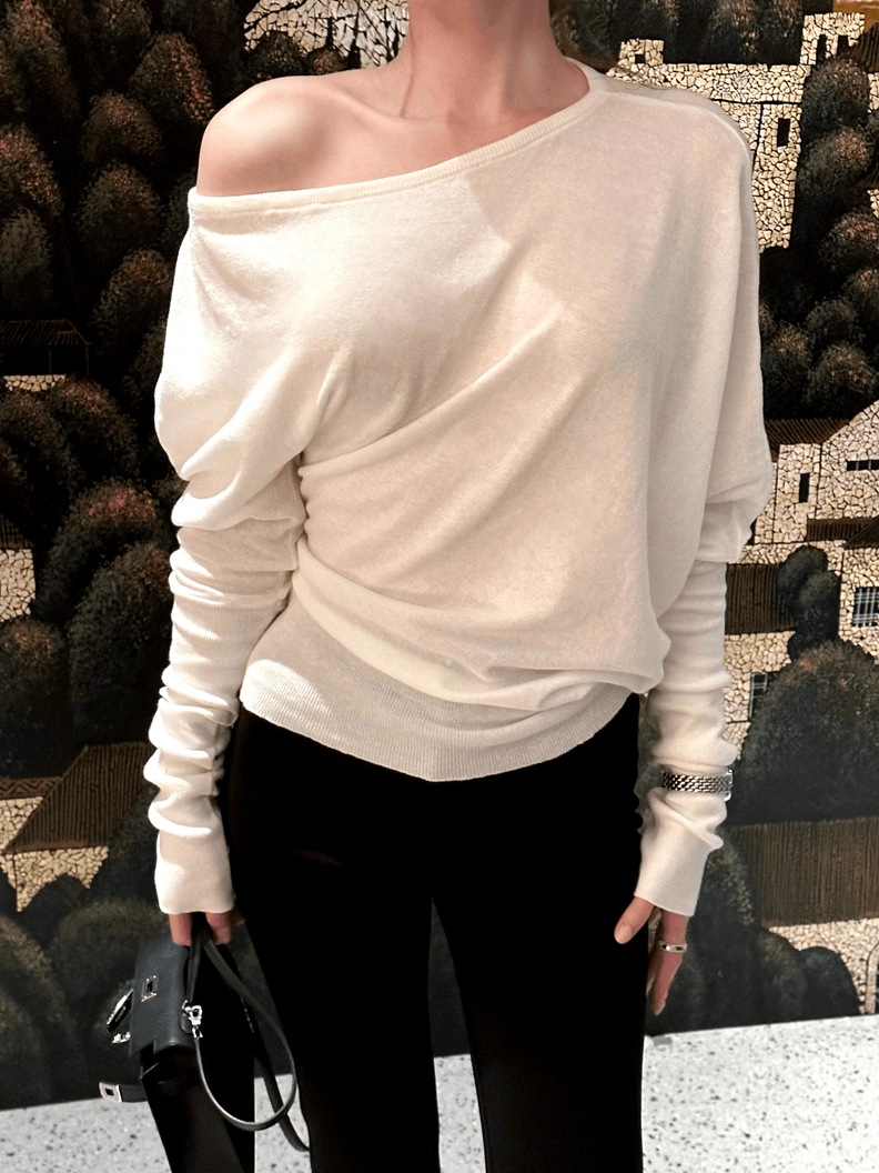 White Long Sleeve Off-Shoulder Cropped Top for Women - New Autumn Design