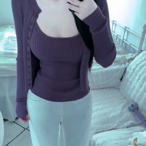 Women's Knit Cami Cardigan Set Korean Style Short Early Autumn