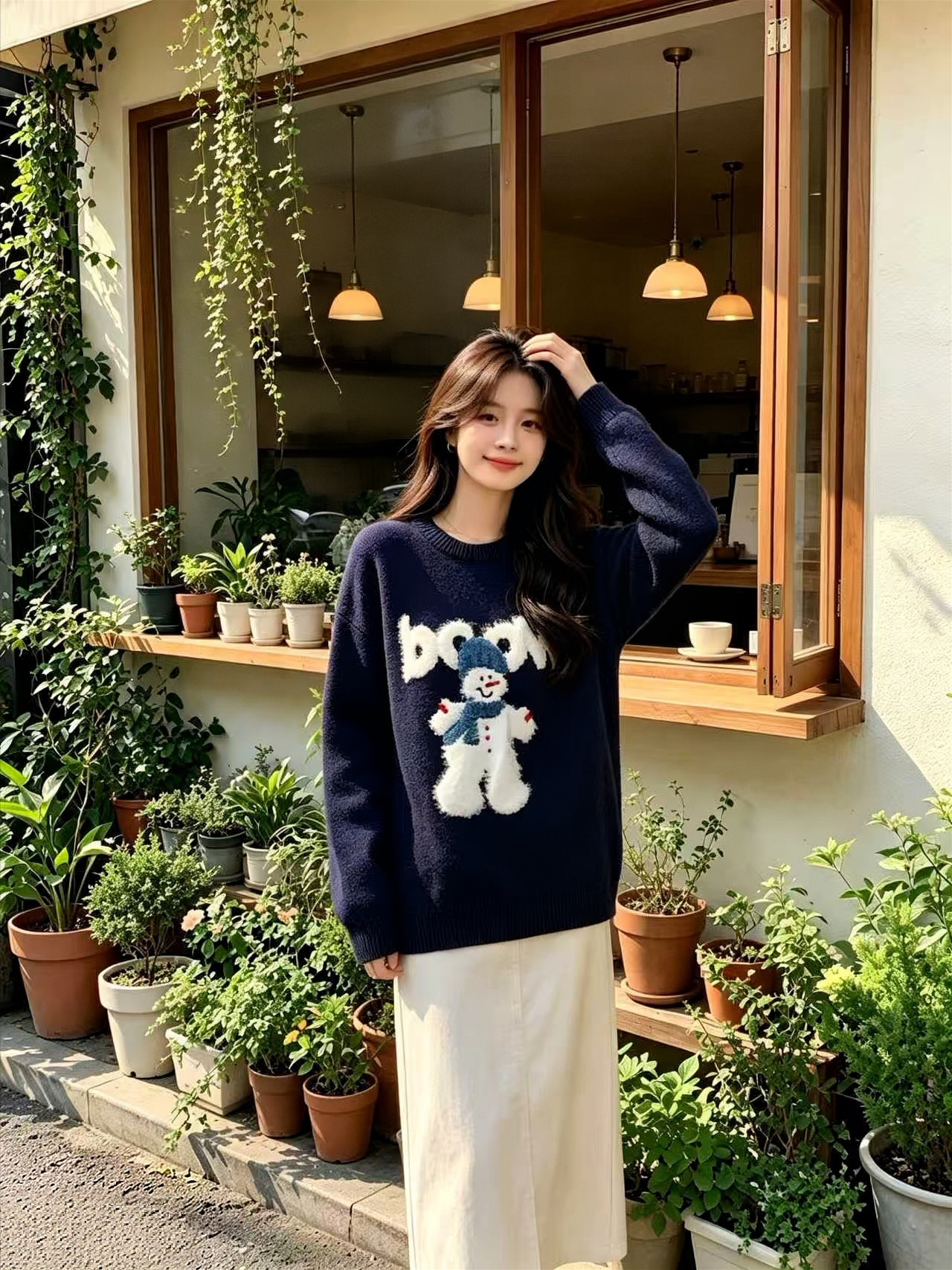 Nordic Snow Retro Soft Snowman Sweater Women 2026 Winter Thick Knit Top - Image 2