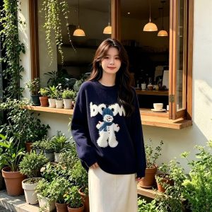 Nordic Snow Retro Soft Snowman Sweater Women 2026 Winter Thick Knit Top