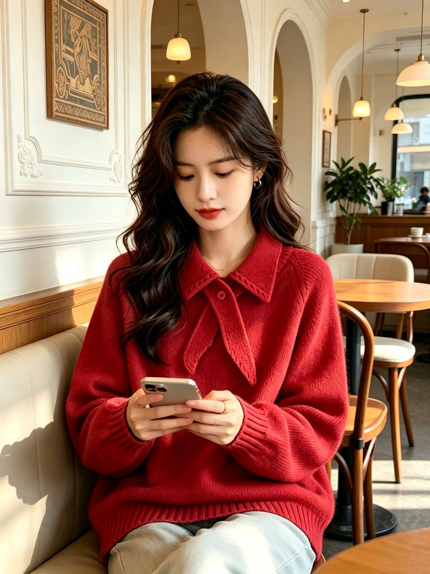Purple Collared Soft Knit Sweater Cardigan Women 2026 Fall Winter Lazy High-End Top - Image 3