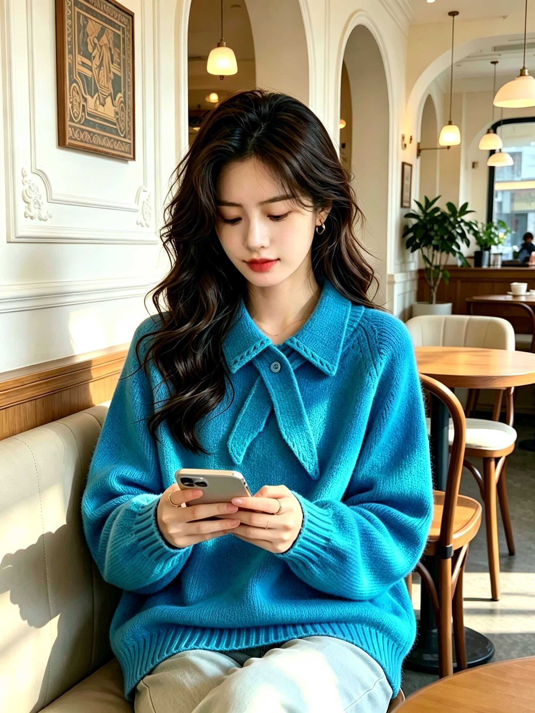 Purple Collared Soft Knit Sweater Cardigan Women 2026 Fall Winter Lazy High-End Top - Image 2