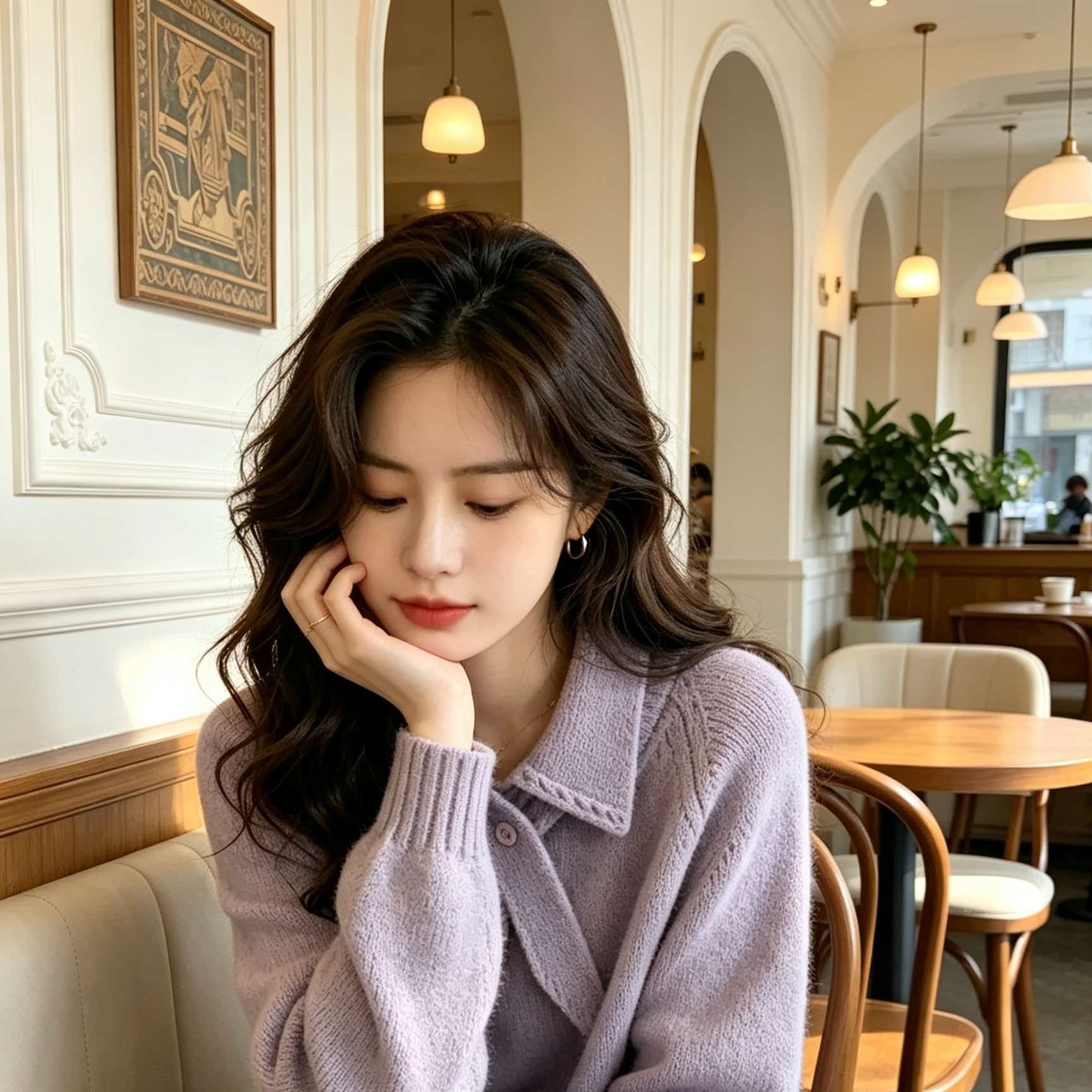 Purple Collared Soft Knit Sweater Cardigan Women 2026 Fall Winter Lazy High-End Top - Image 5