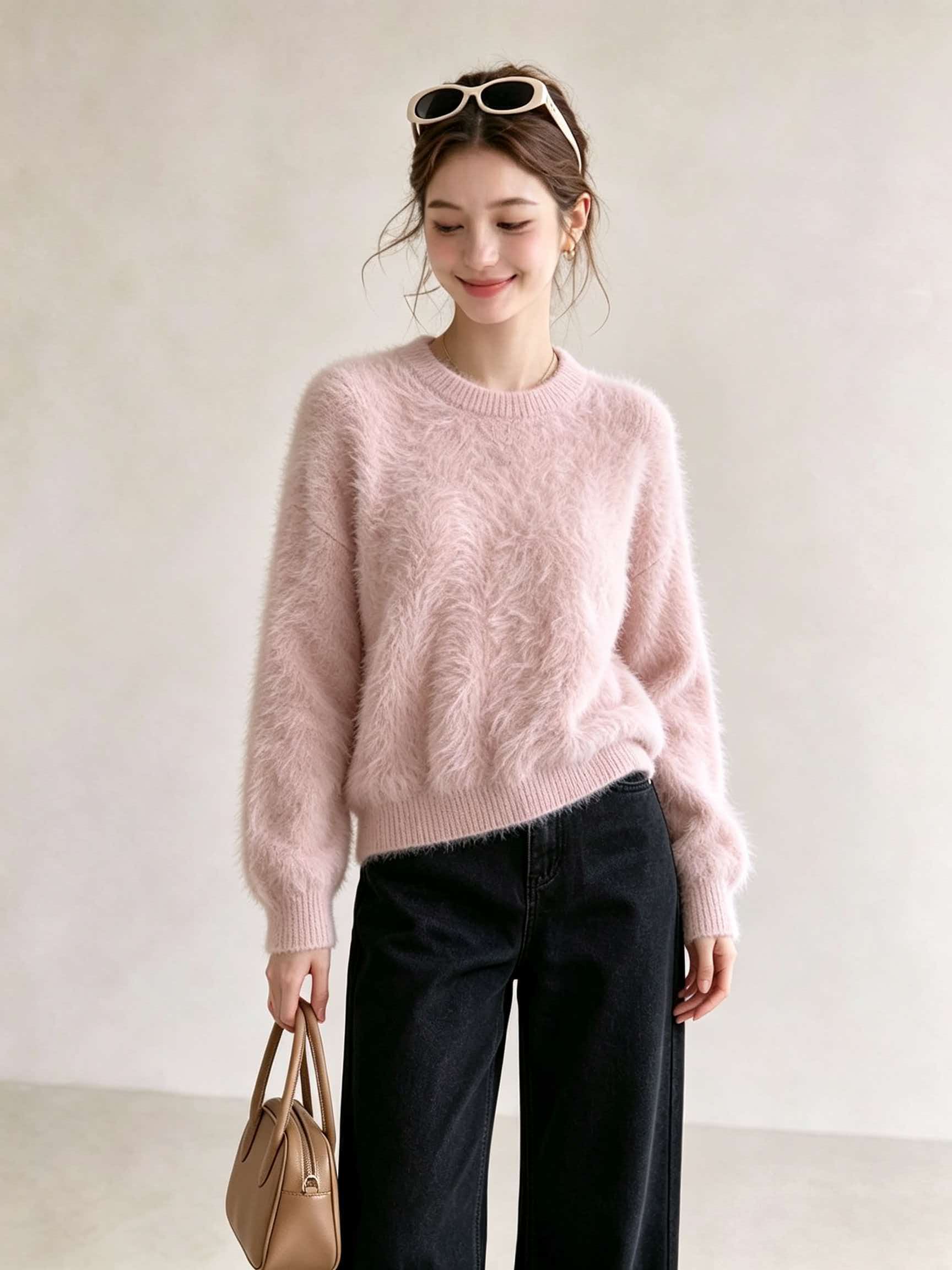 Women's Purple Crewneck Soft Knit Sweater 2026 Early Autumn Casual Pullover - Image 4