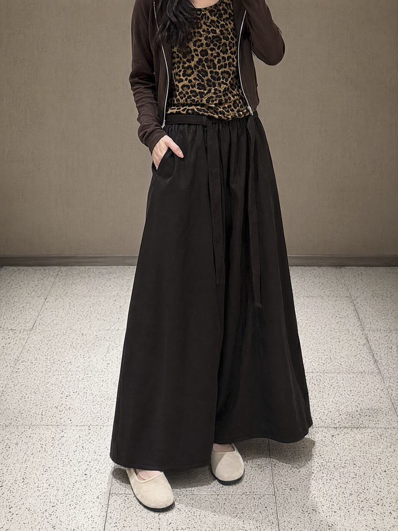 2026 Autumn Elastic Waist Lace-Up Curved Midi Skirt Women Old Money Lazy Style Lyocell - Image 3