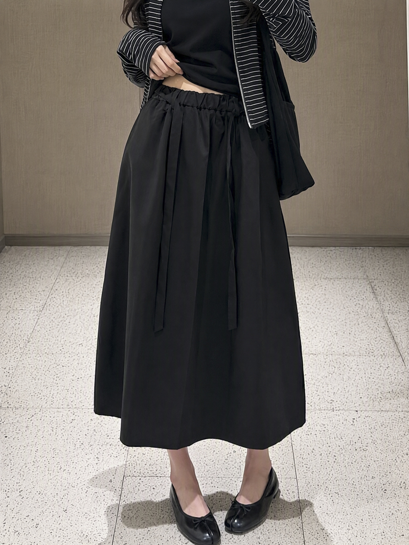 2026 Autumn Elastic Waist Lace-Up Curved Midi Skirt Women Old Money Lazy Style Lyocell - Image 4