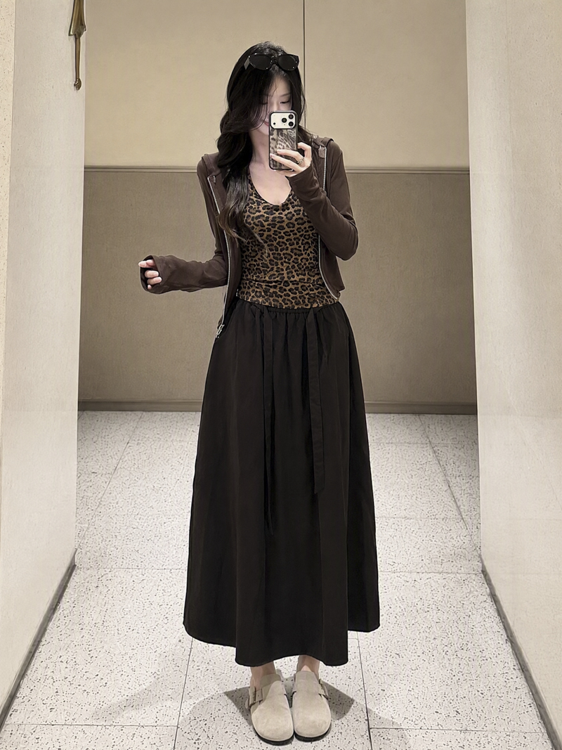 2026 Autumn Elastic Waist Lace-Up Curved Midi Skirt Women Old Money Lazy Style Lyocell - Image 2