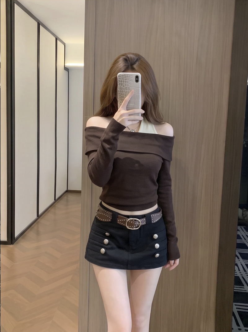 2026 Autumn Vintage Court Style Button Shorts Washed Cotton Skirt Pants with Belt